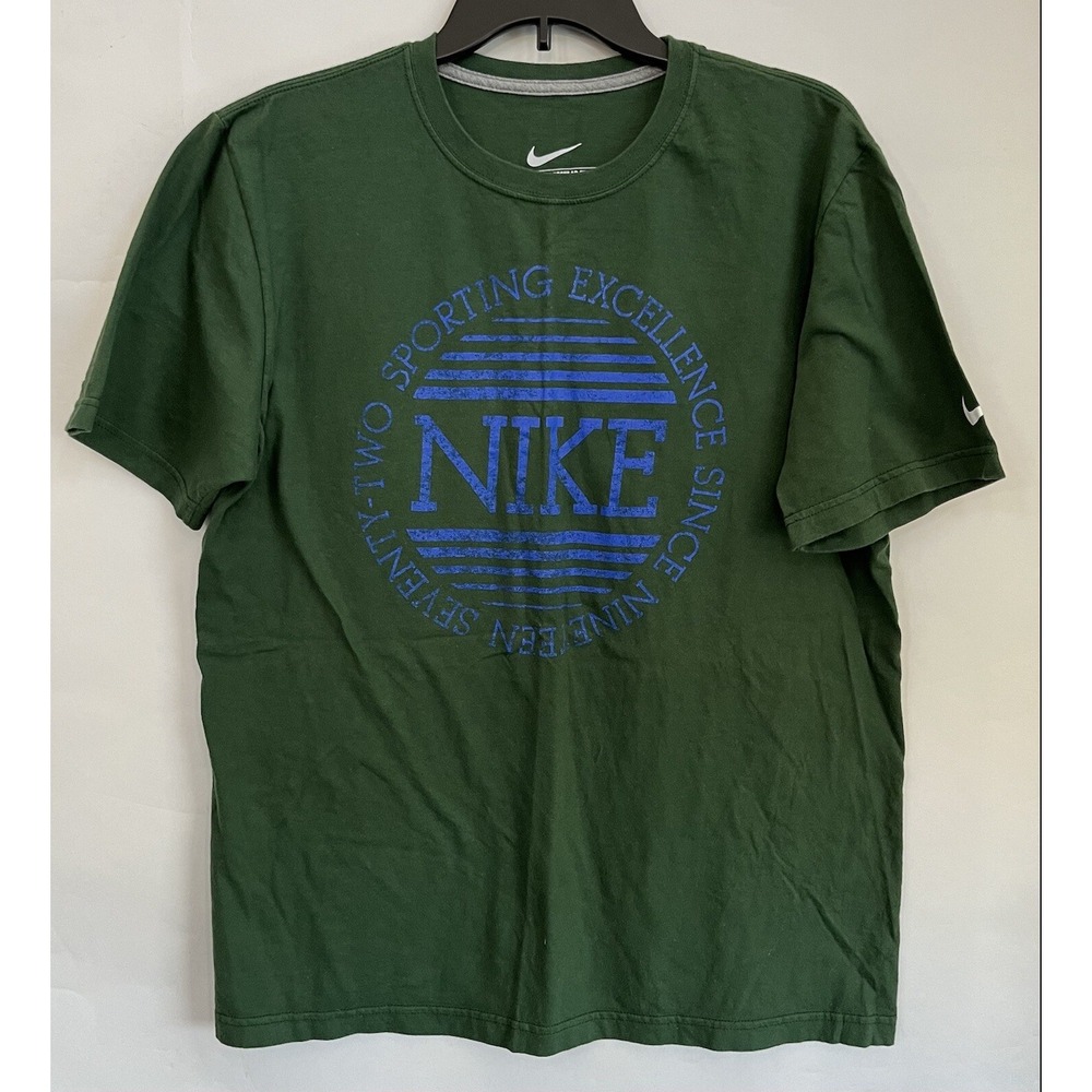 Nike Men's T Shirt Large Green Blue Sporting Excellence Since 1972 Graphic